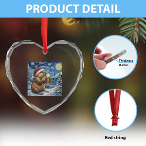 Otter Beer Christmas Heart Crystal Glass Ornament Starry Night Van Gogh TS14 Print Your Wear