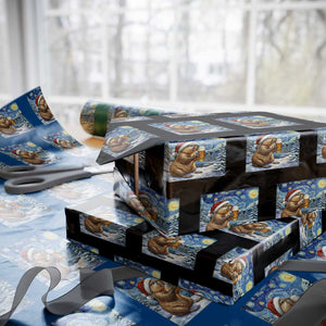 Otter Beer Xmas Wrapping Paper Roll Starry Night Van Gogh TS14 Black Print Your Wear