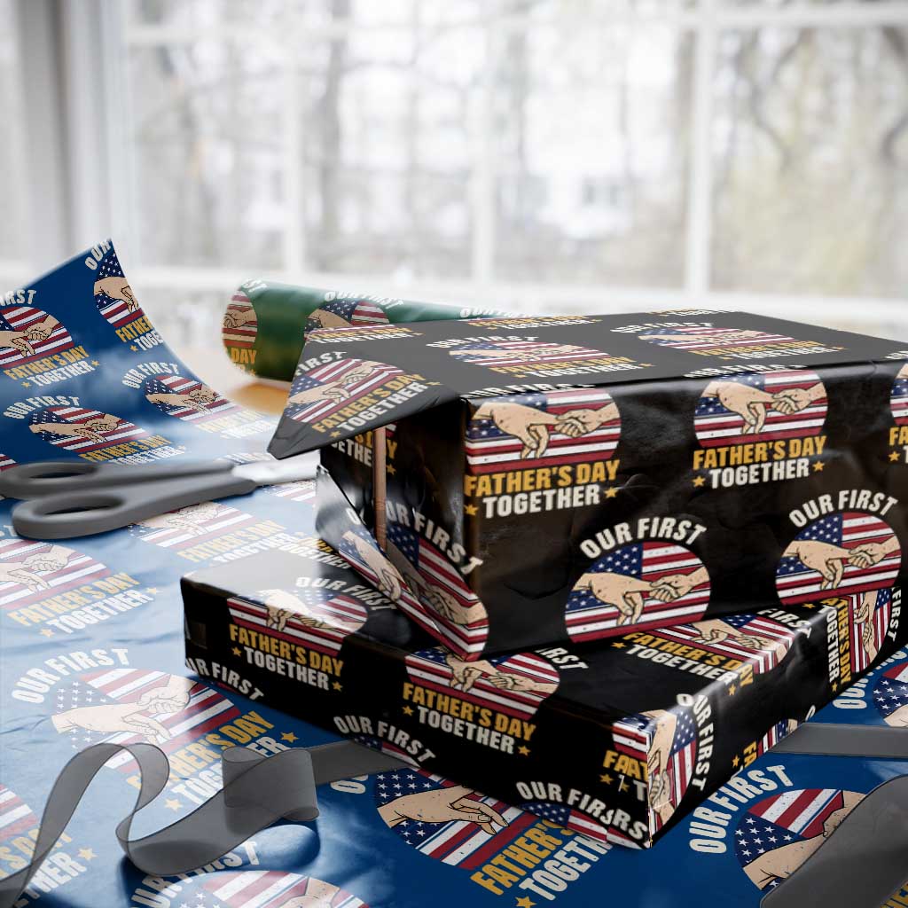 Our First Fathers Day Together Wrapping Paper Roll Patriotic New Dad Gift TS12 Black Print Your Wear