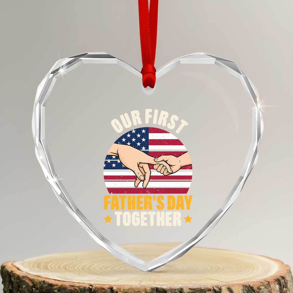 Our First Fathers Day Together Heart Crystal Glass Ornament Patriotic New Dad Gift TS12 Transparent Glass 3'' Heart Print Your Wear