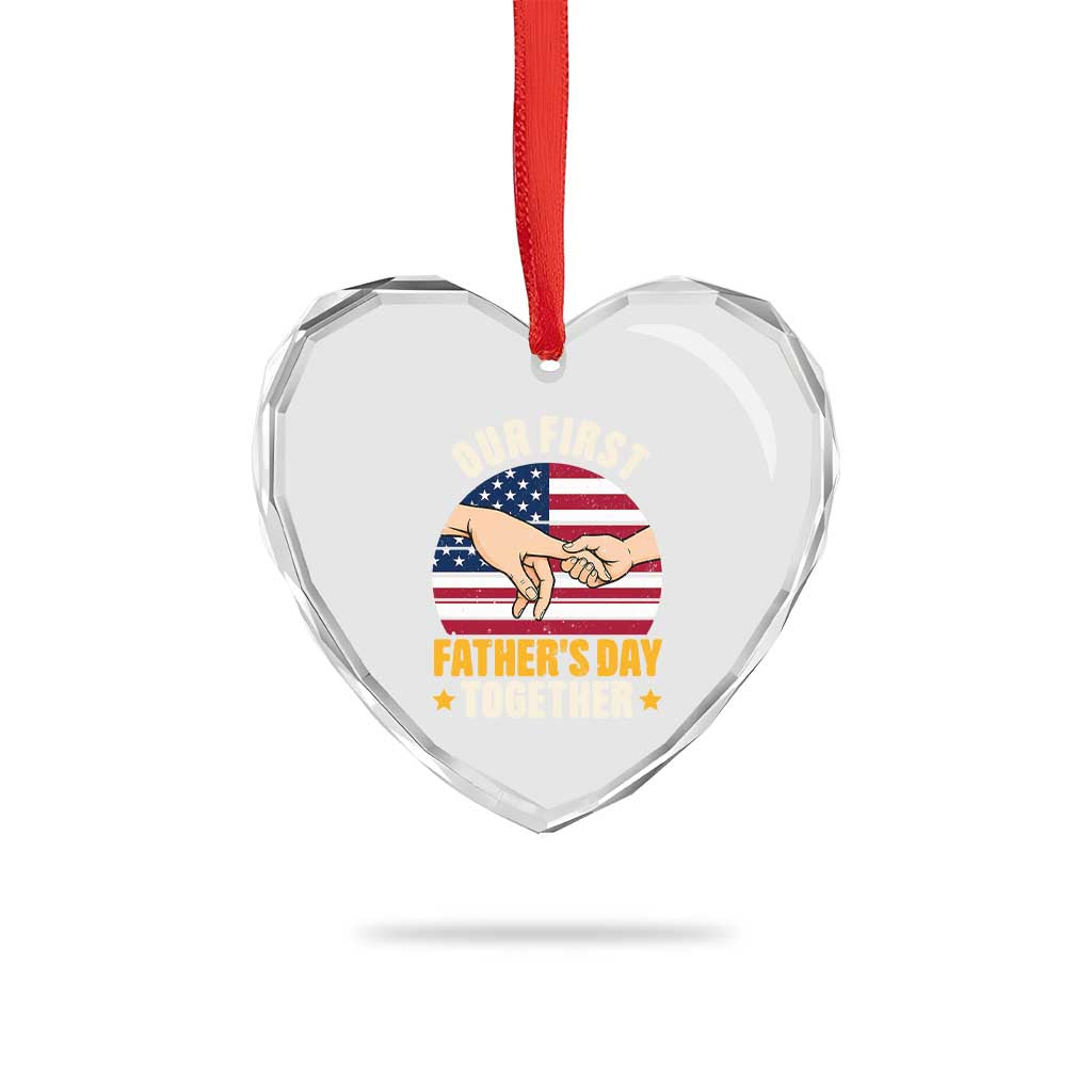 Our First Fathers Day Together Heart Crystal Glass Ornament Patriotic New Dad Gift TS12 Print Your Wear