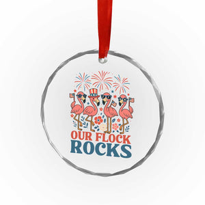 Our Flock Rocks Patriotic Flamingo Crystal Glass Ornament Funny 4th of July Family Matching TS02 Print Your Wear
