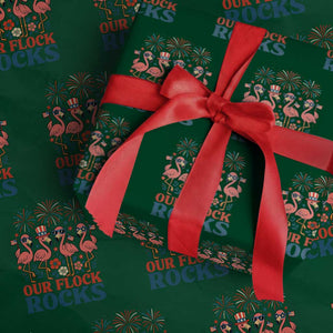 Our Flock Rocks Patriotic Flamingo Wrapping Paper Roll Funny 4th of July Family Matching TS02 Green Print Your Wear