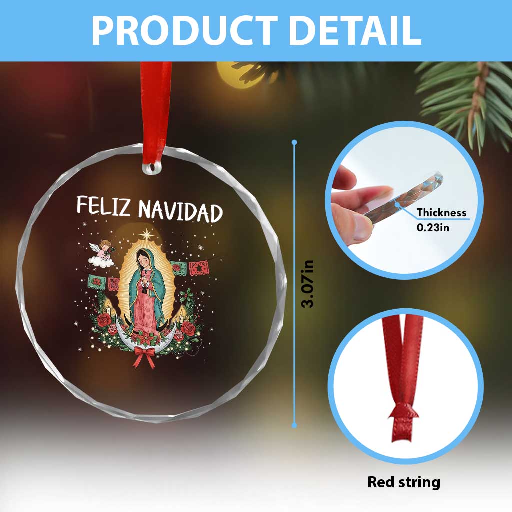 Our Lady of Guadalupe Christmas Crystal Glass Ornament Feliz Navidad TS14 Print Your Wear