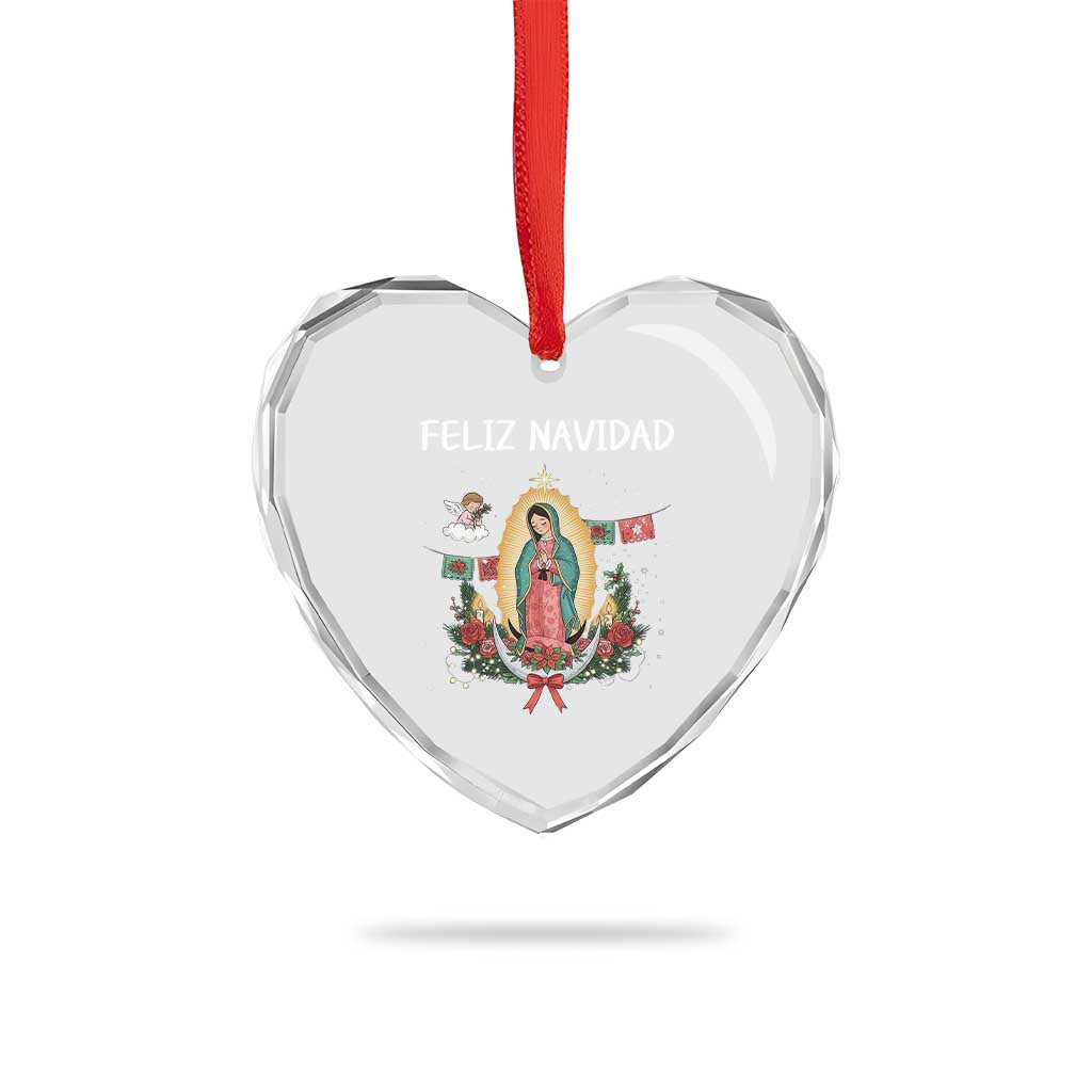 Our Lady of Guadalupe Christmas Heart Crystal Glass Ornament Feliz Navidad TS14 Print Your Wear