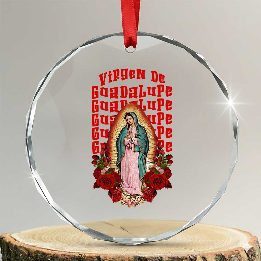 Our Lady of Guadalupe Crystal Glass Ornament Saint Virgin Mary Mexican TS14 Transparent Glass 3'' Circle Print Your Wear