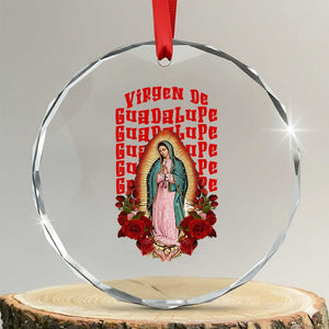 Our Lady of Guadalupe Crystal Glass Ornament Saint Virgin Mary Mexican TS14 Transparent Glass 3'' Circle Print Your Wear