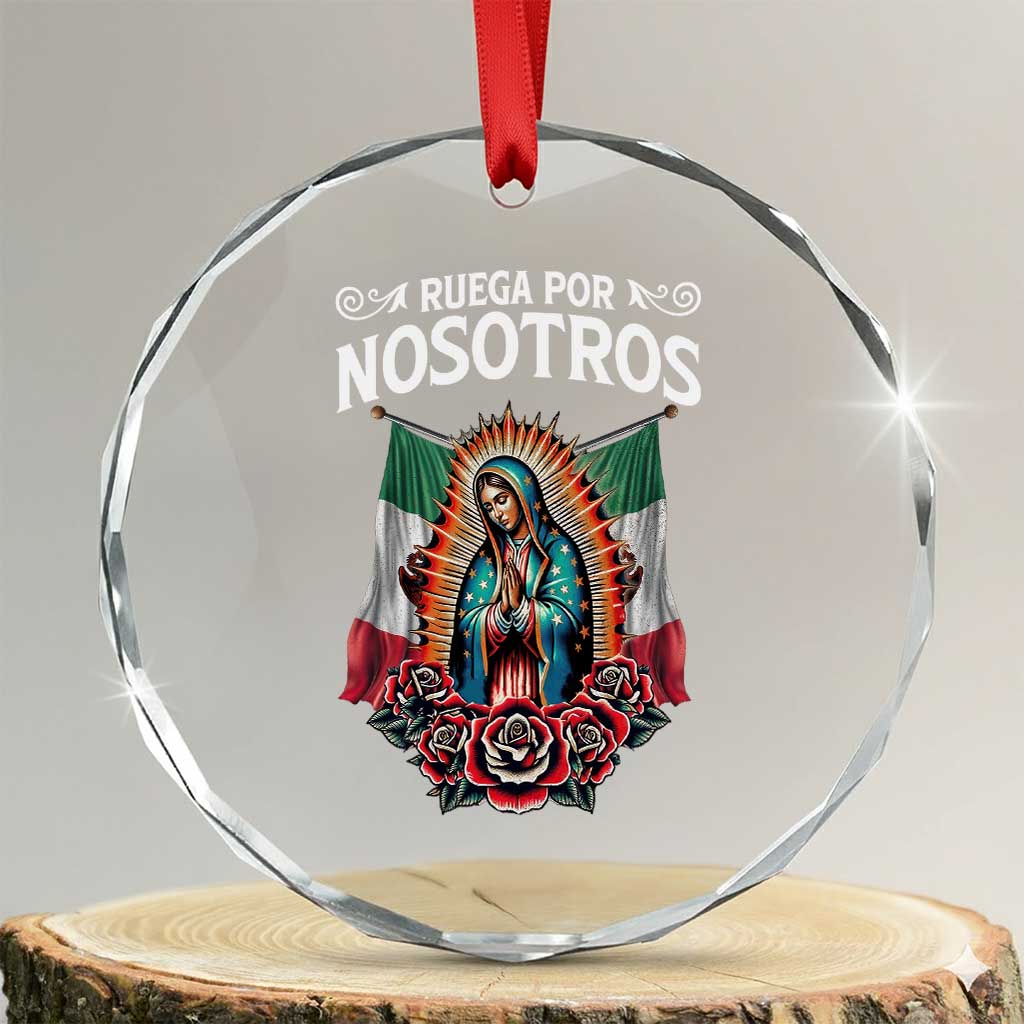 Our Lady of Guadalupe Crystal Glass Ornament Virgin Mary Mexican Flag TS14 Transparent Glass 3'' Circle Print Your Wear
