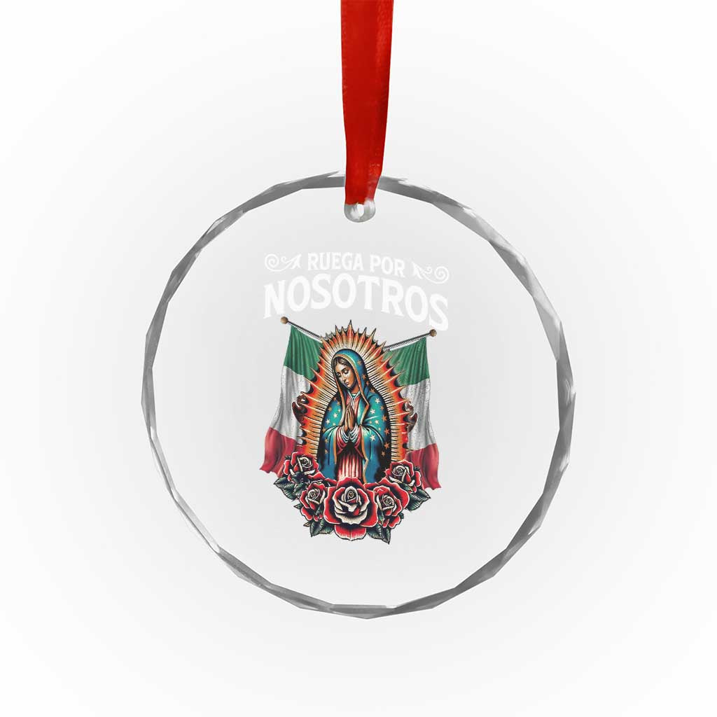 Our Lady of Guadalupe Crystal Glass Ornament Virgin Mary Mexican Flag TS14 Print Your Wear