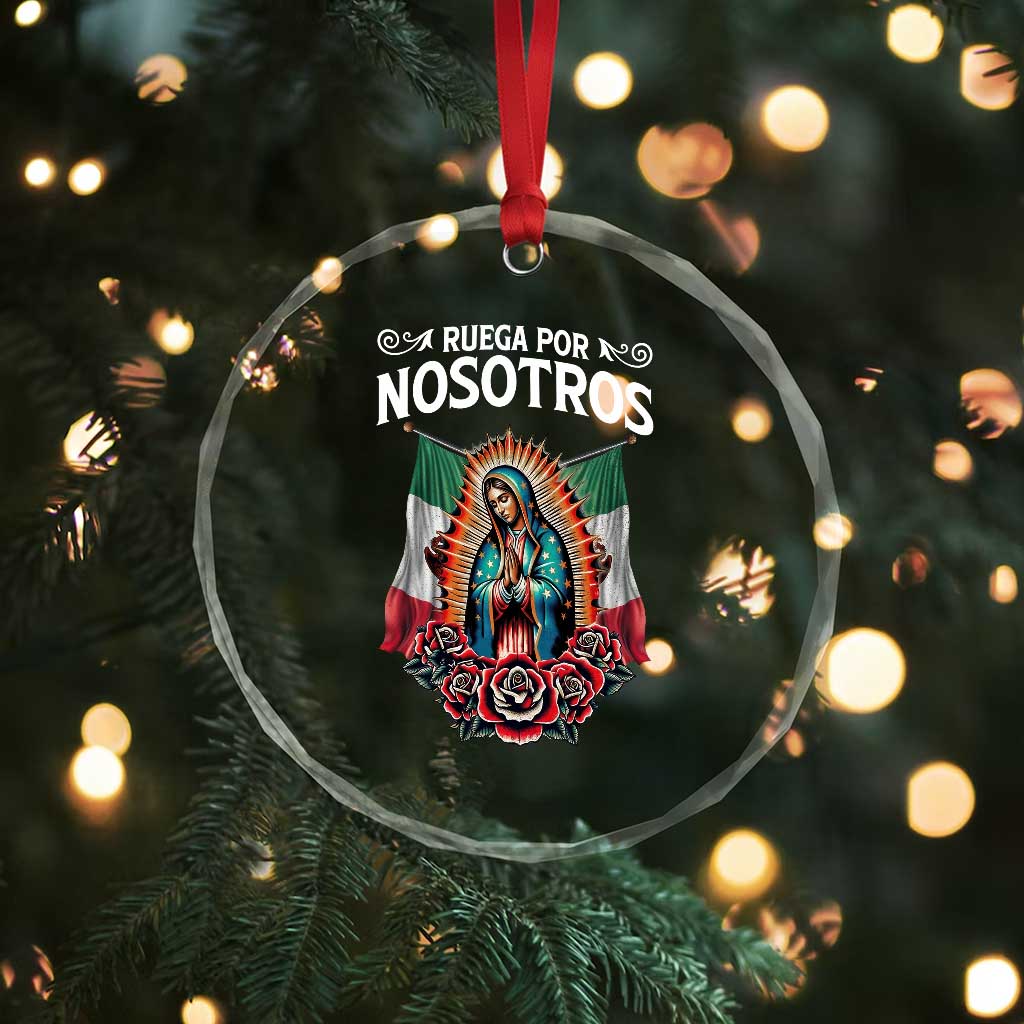 Our Lady of Guadalupe Crystal Glass Ornament Virgin Mary Mexican Flag TS14 Print Your Wear