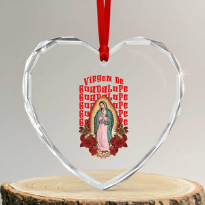 Our Lady of Guadalupe Heart Crystal Glass Ornament Saint Virgin Mary Mexican TS14 Transparent Glass 3'' Heart Print Your Wear