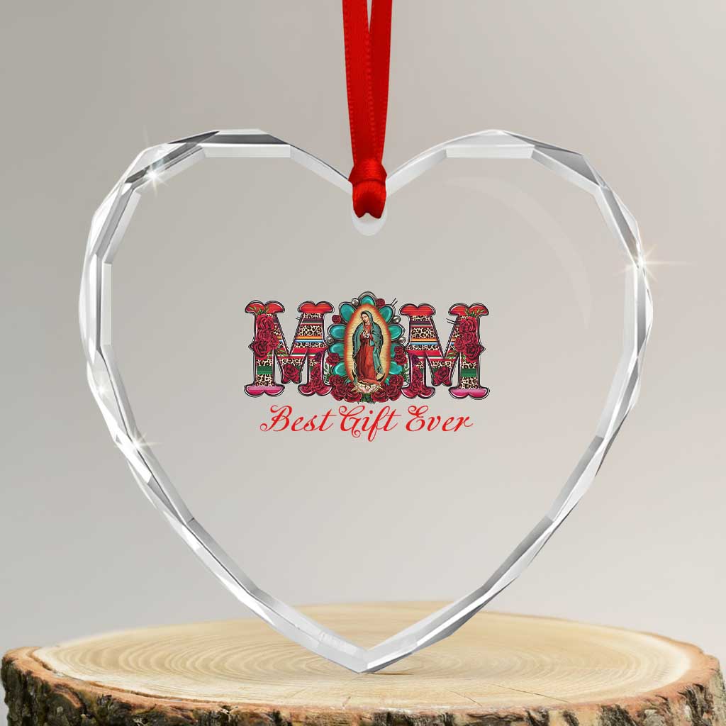 Our Lady of Guadalupe Heart Crystal Glass Ornament Virgin Mary Christian TS14 Transparent Glass 3'' Heart Print Your Wear