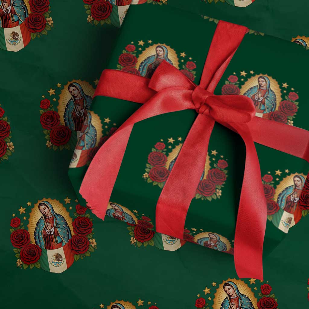 Our Lady of Guadalupe Mexican Flag Wrapping Paper Roll TS14 Green Print Your Wear
