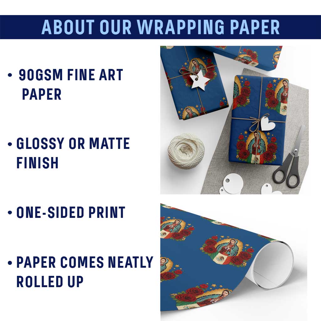 Our Lady of Guadalupe Mexican Flag Wrapping Paper Roll TS14 Print Your Wear