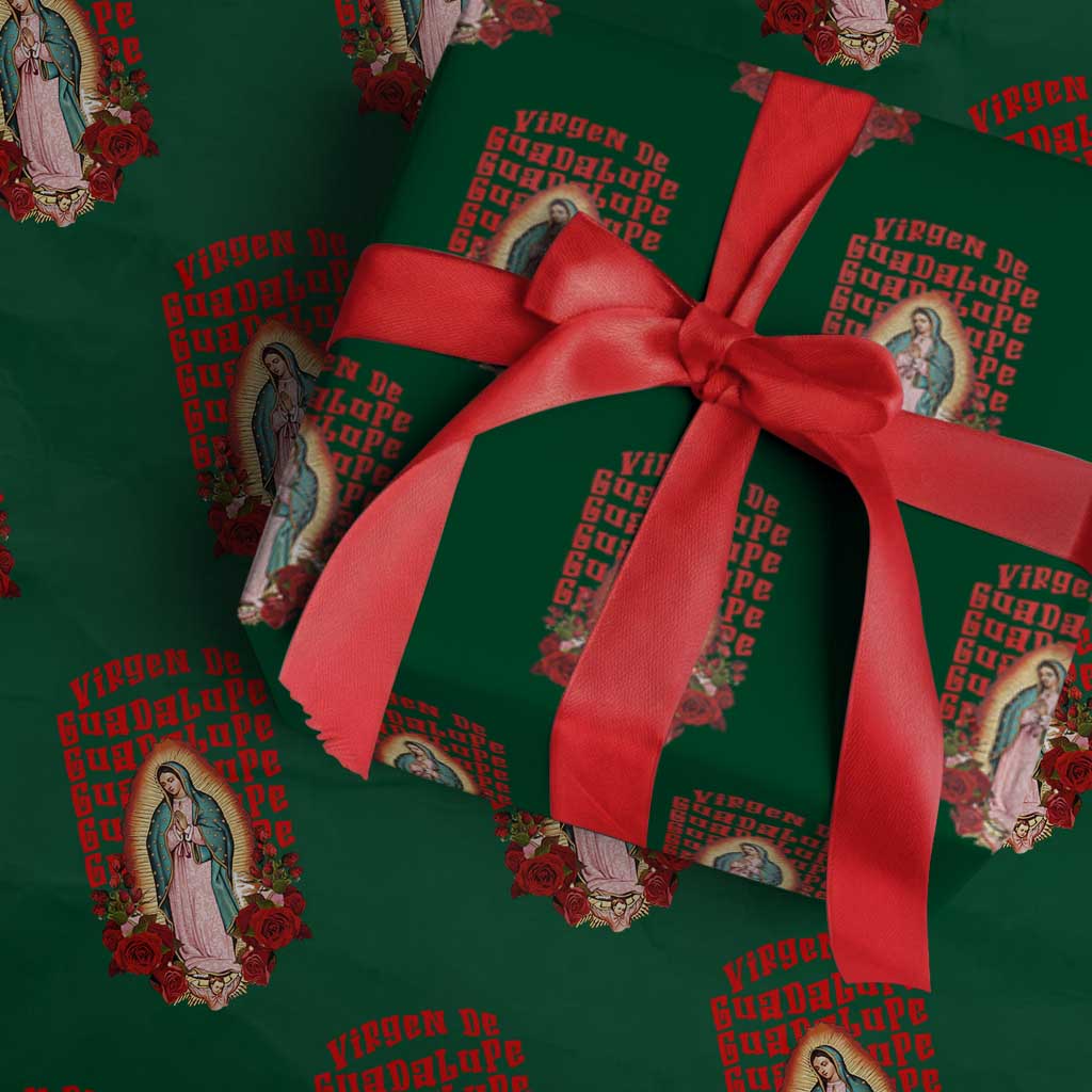 Our Lady of Guadalupe Wrapping Paper Roll Saint Virgin Mary Mexican TS14 Green Print Your Wear