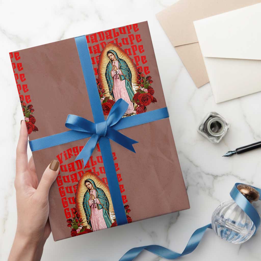 Our Lady of Guadalupe Wrapping Paper Roll Saint Virgin Mary Mexican TS14 Mocha Print Your Wear