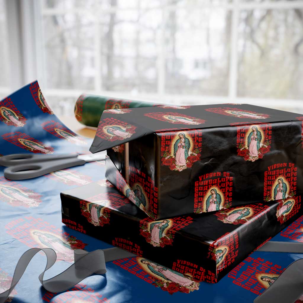 Our Lady of Guadalupe Wrapping Paper Roll Saint Virgin Mary Mexican TS14 Black Print Your Wear