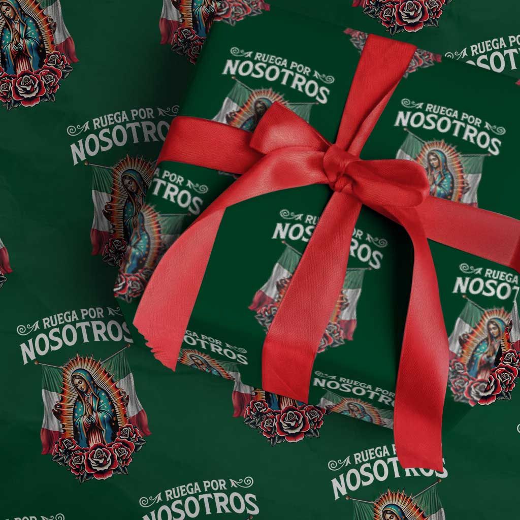 Our Lady of Guadalupe Wrapping Paper Roll Virgin Mary Mexican Flag TS14 Green Print Your Wear