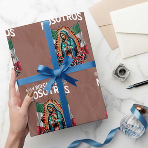 Our Lady of Guadalupe Wrapping Paper Roll Virgin Mary Mexican Flag TS14 Mocha Print Your Wear