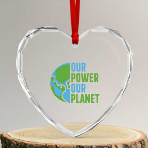Our Power Our Planet Heart Crystal Glass Ornament Earth Day Words Environmentalist Gift TS12 Transparent Glass 3'' Heart Print Your Wear
