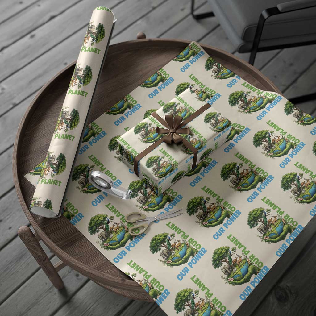 Our Power Our Planet Wrapping Paper Roll Earth Day Nature Lover Gift TS12 Beige Print Your Wear