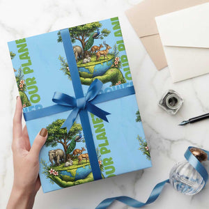 Our Power Our Planet Wrapping Paper Roll Earth Day Nature Lover Gift TS12 Light Blue Print Your Wear