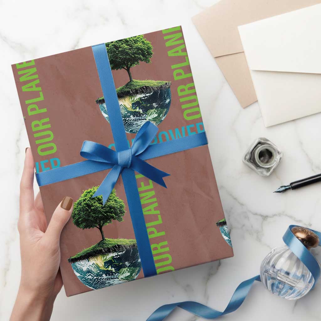 Our Power Our Planet Wrapping Paper Roll Earth Day 2025 TS02 Mocha Print Your Wear