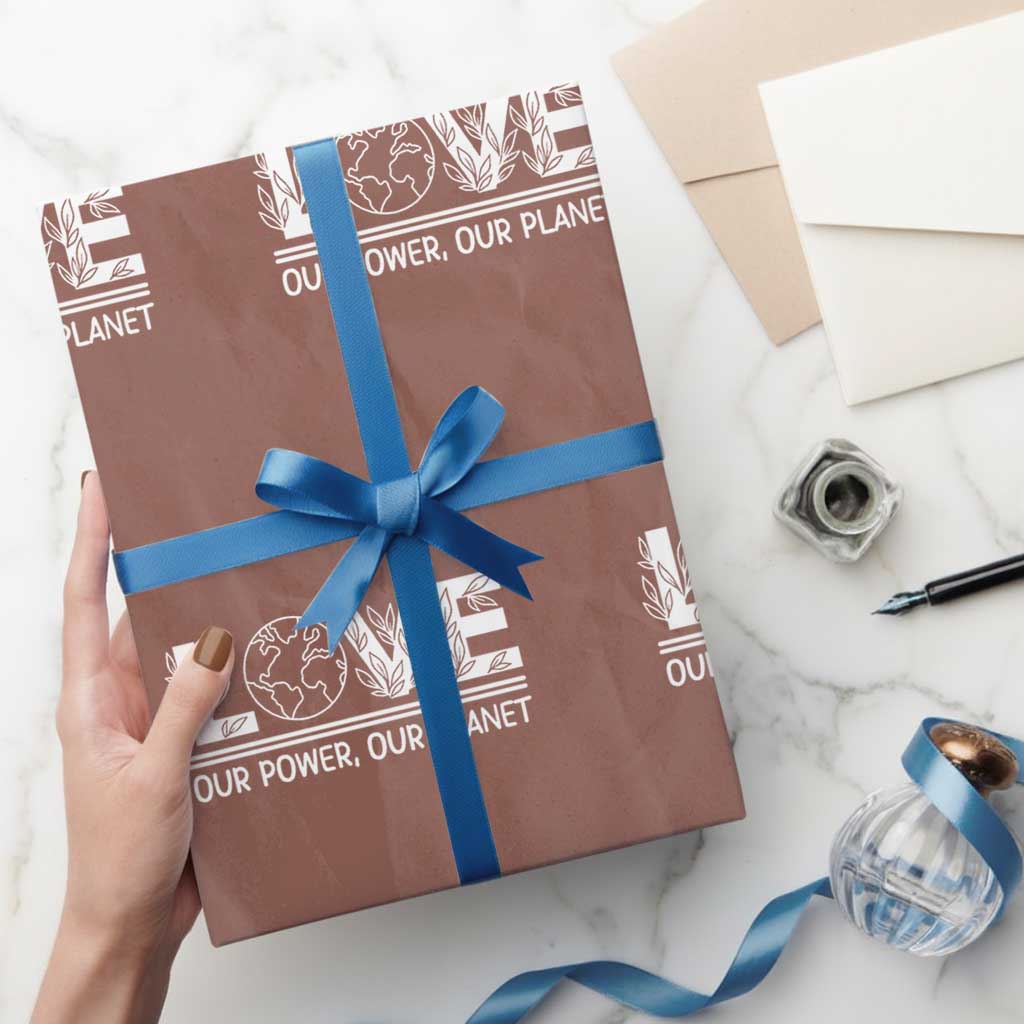 Our Power Our Planet Wrapping Paper Roll Earth Day Eco Friendly TS12 Mocha Print Your Wear
