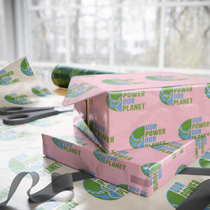 Our Power Our Planet Wrapping Paper Roll Earth Day Words Environmentalist Gift TS12 Light Pink Print Your Wear