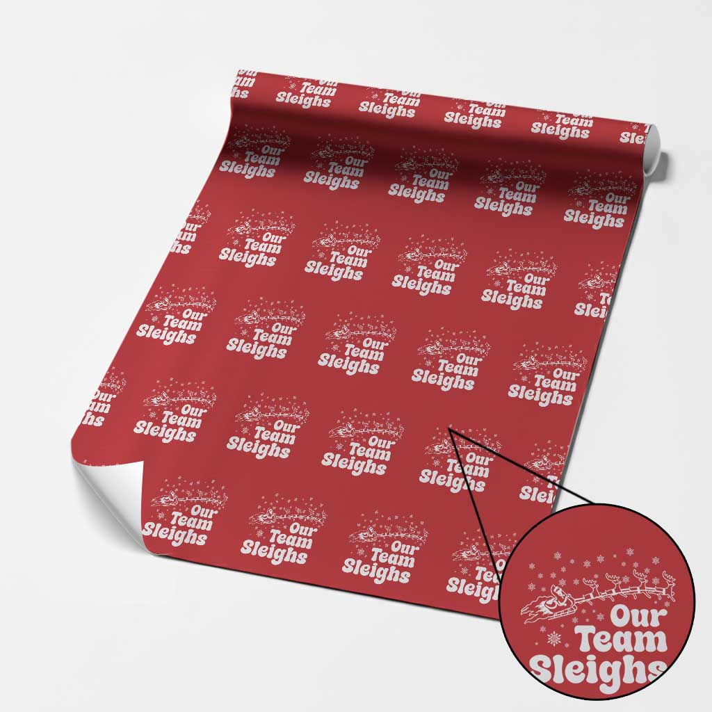 Our Team Sleighs Christmas Matching Group Wrapping Paper Roll Office Team TS10 Red Print Your Wear