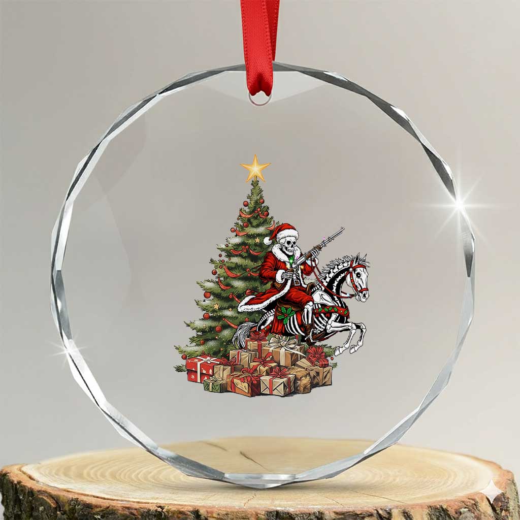 Outlaw Cowboy On Skeleton Horse Crystal Glass Ornament Dark Western Christmas TS12 Transparent Glass 3'' Circle Print Your Wear
