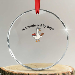 Outnumbered By Boys Cute Goose Sporty Mom Crystal Glass Ornament Football and Truck Motherhood Mothers Day Gag Gift TS02 Transparent Glass 3'' Circle Print Your Wear