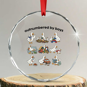 Outnumbered By Boys Funny Goose Mom Life Crystal Glass Ornament Chaos Coordinator Motherhood Mothers Day Gag Gift TS02 Transparent Glass 3'' Circle Print Your Wear