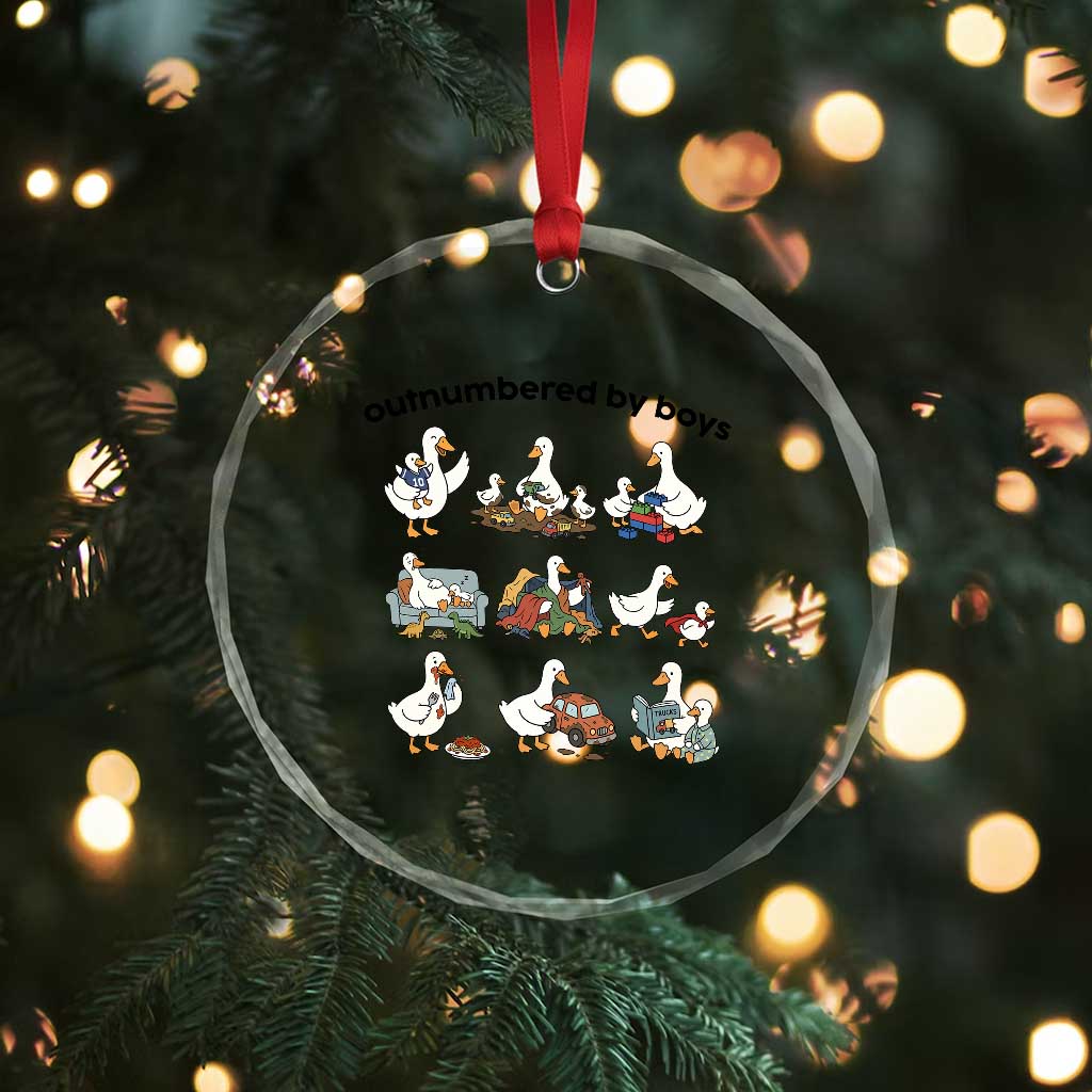Outnumbered By Boys Funny Goose Mom Life Crystal Glass Ornament Chaos Coordinator Motherhood Mothers Day Gag Gift TS02 Print Your Wear