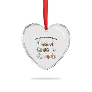 Outnumbered By Boys Funny Goose Mom Life Heart Crystal Glass Ornament Chaos Coordinator Motherhood Mothers Day Gag Gift TS02 Print Your Wear