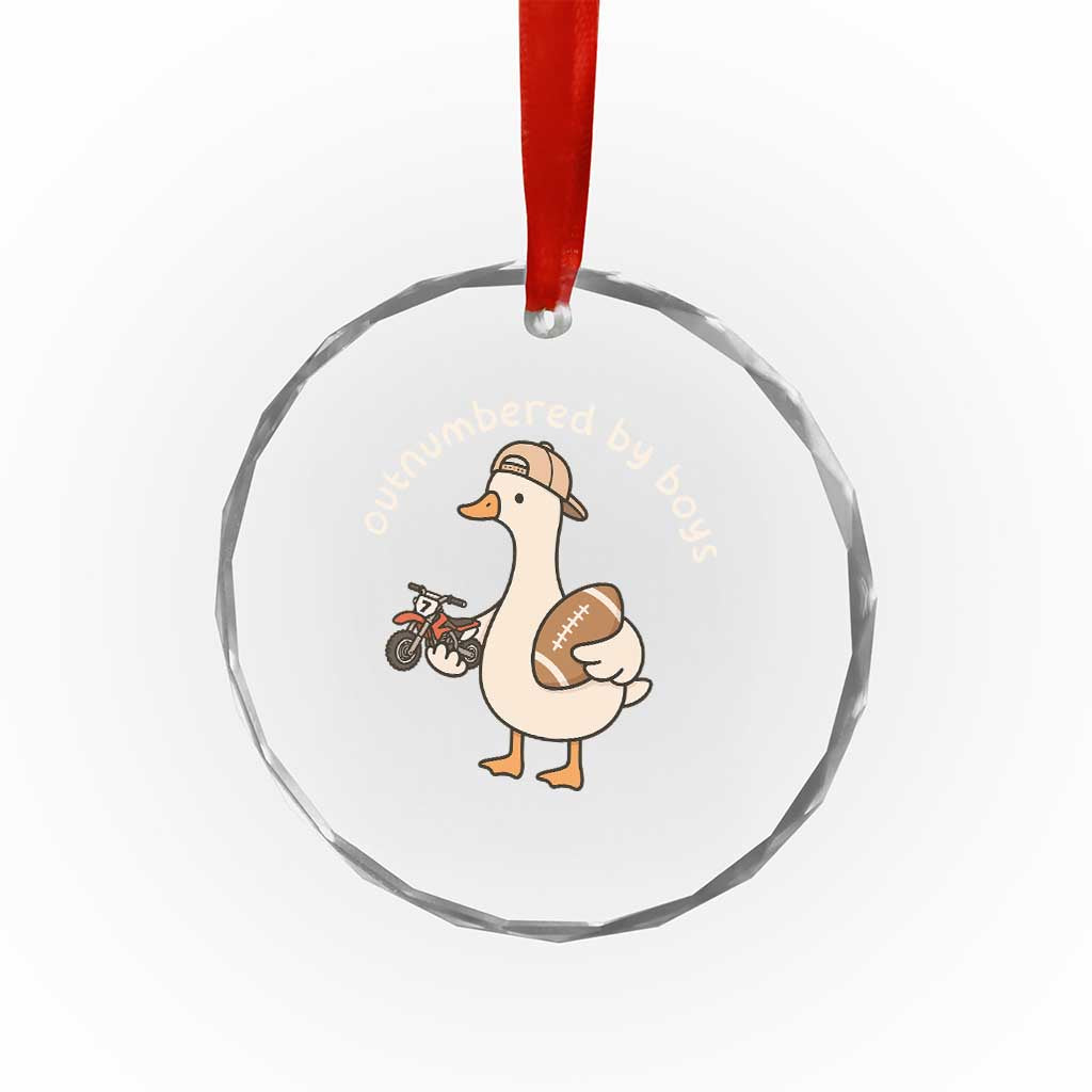 Outnumbered By Boys Funny Mom Goose Crystal Glass Ornament TS11 Print Your Wear