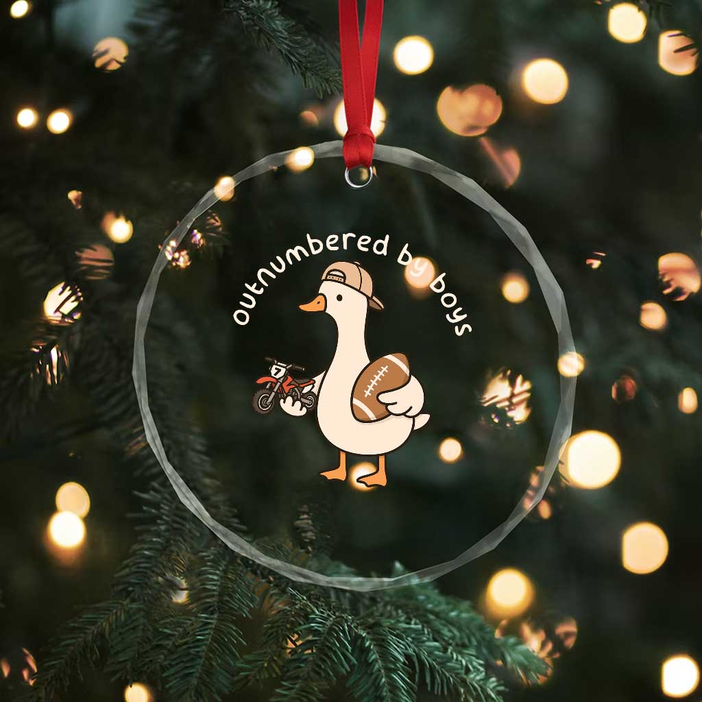 Outnumbered By Boys Funny Mom Goose Crystal Glass Ornament TS11 Print Your Wear