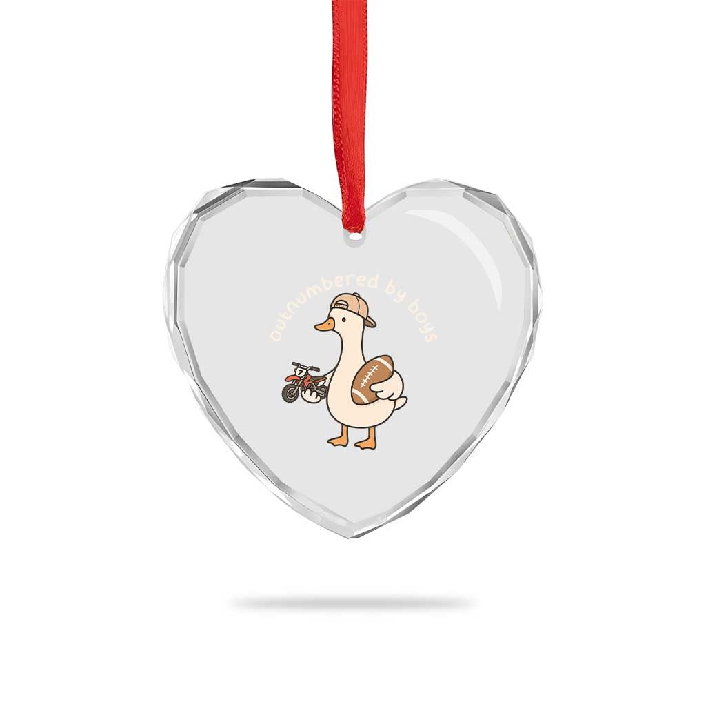 Outnumbered By Boys Funny Mom Goose Heart Crystal Glass Ornament TS11 Print Your Wear