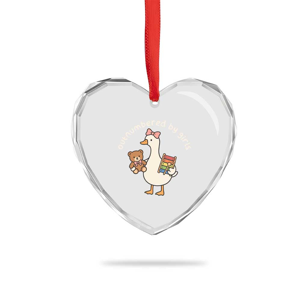 Outnumbered By Girls Heart Crystal Glass Ornament Funny Girl Dad Goose TS11 Print Your Wear