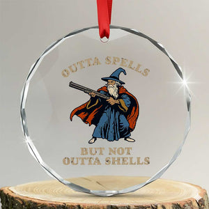 Outta Spells But Not Outta Shells Crystal Glass Ornament Funny Wizard Fantasy Meme TS02 Transparent Glass 3'' Circle Print Your Wear