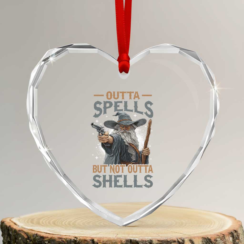 Outta Spells But Not Outta Shells Heart Crystal Glass Ornament Funny Fantasy Meme TS11 Transparent Glass 3'' Heart Print Your Wear