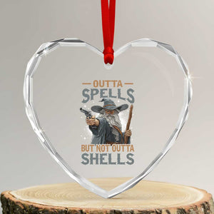 Outta Spells But Not Outta Shells Heart Crystal Glass Ornament Funny Fantasy Meme TS11 Transparent Glass 3'' Heart Print Your Wear