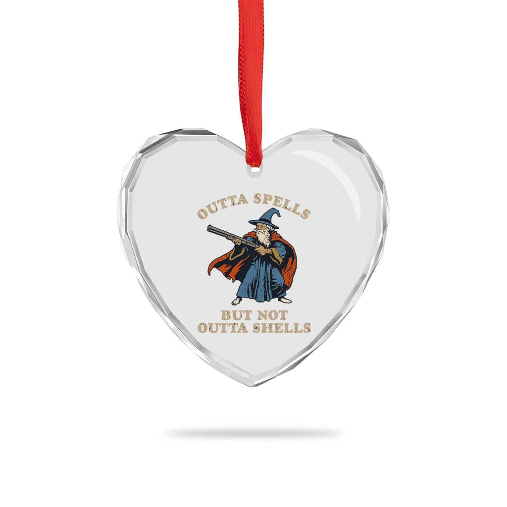 Outta Spells But Not Outta Shells Heart Crystal Glass Ornament Funny Wizard Fantasy Meme TS02 Print Your Wear