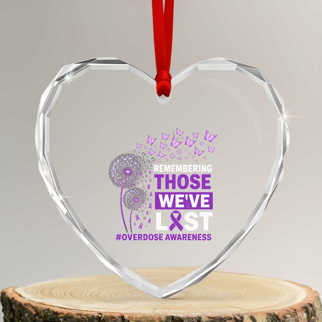 Overdose Awareness Heart Crystal Glass Ornament Remembering Those We Have Lost Dandelion Purple Ribbon Memorial TS10 Transparent Glass 3'' Heart Print Your Wear