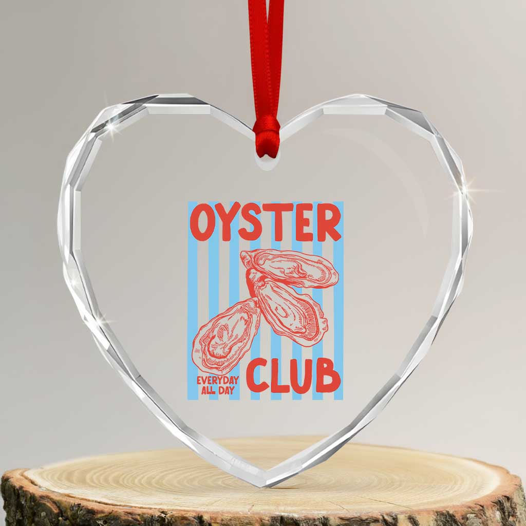 Oyster Club Heart Crystal Glass Ornament Coastal Girls Trip Beach Vacation Gift TS14 Transparent Glass 3'' Heart Print Your Wear