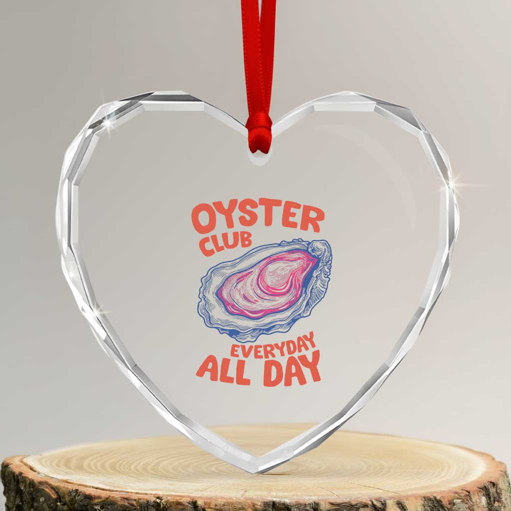 Oyster Club Heart Crystal Glass Ornament Retro Summer Beach Vacation Gift TS14 Transparent Glass 3'' Heart Print Your Wear