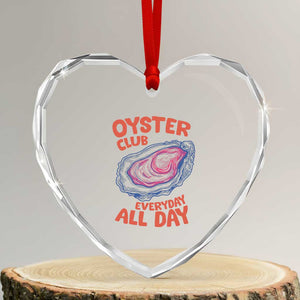 Oyster Club Heart Crystal Glass Ornament Retro Summer Beach Vacation Gift TS14 Transparent Glass 3'' Heart Print Your Wear