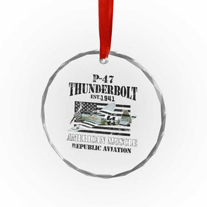 P-47 Thunderbolt WWII Airplane Crystal Glass Ornament American Muscle Vintage TS02 Print Your Wear