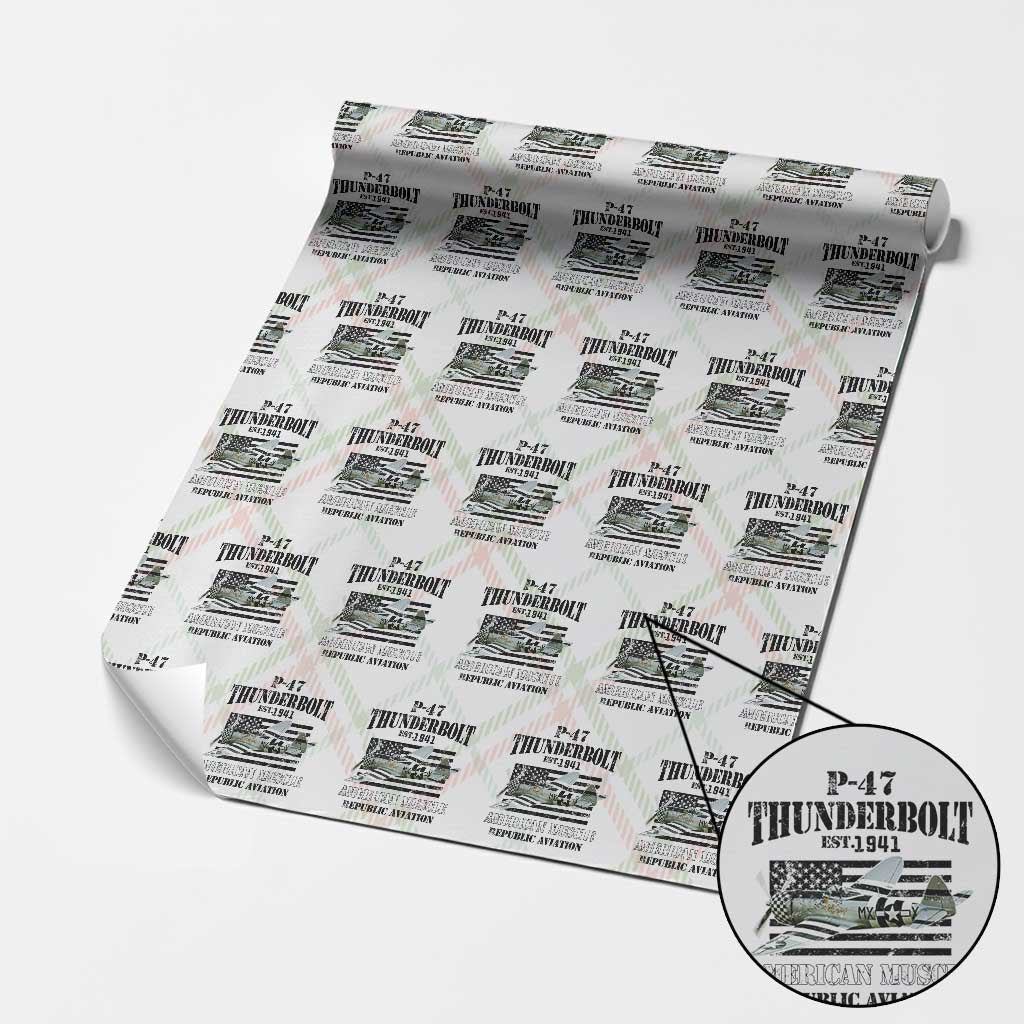 P-47 Thunderbolt WWII Airplane Wrapping Paper Roll American Muscle Vintage TS02 Christmas Plaid Print Your Wear