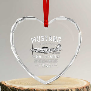 P-51 Mustang Heart Crystal Glass Ornament North American Aviation WW2 P51 Fighter Plane TS02 Transparent Glass 3'' Heart Print Your Wear